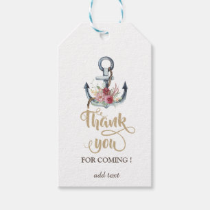 Watercolor Anchor Flowers Nautical Gift Tags