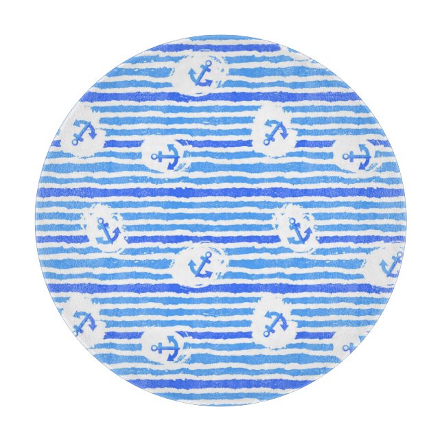 Watercolor Anchor Pattern 1 Cutting Board (Front)