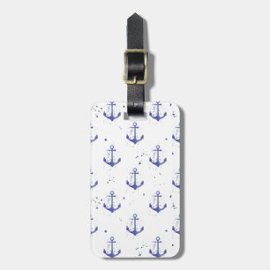 Watercolor Anchor Pattern 2 Luggage Tag