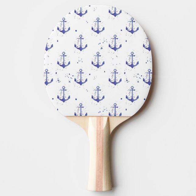 Watercolor Anchor Pattern 2 Ping Pong Paddle (Front)