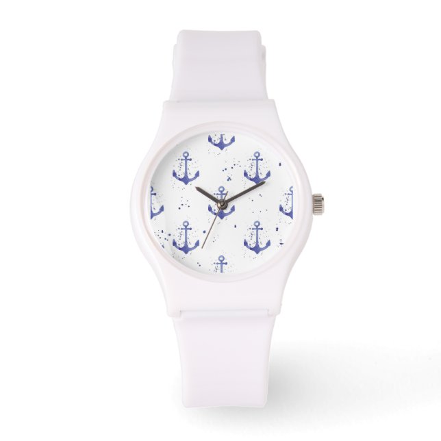 Watercolor Anchor Pattern 2 Watch (Front)