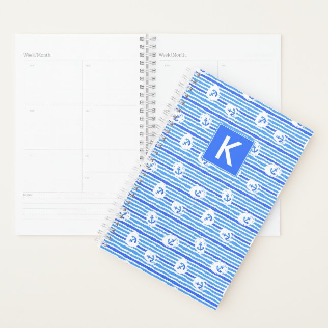 Watercolor Anchor Pattern | Add Your Initial Planner (Display)