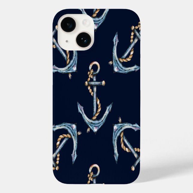 Watercolor Anchors Navy Blue  Case-Mate iPhone Case (Back)