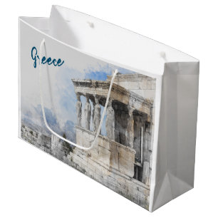 Watercolor Ancient Athens Ruins Large Gift Bag