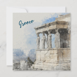 Watercolor Ancient Sites ruins in Athens, Greece Card