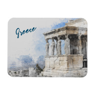 Watercolor Ancient Sites ruins in Athens, Greece Magnet