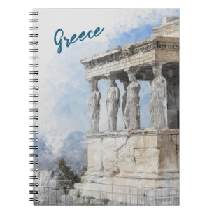 Watercolor Ancient Sites ruins in Athens, Greece Notebook