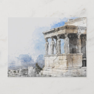 Watercolor Ancient Sites ruins in Athens, Greece Postcard