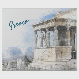 Watercolor Ancient Sites ruins in Athens, Greece  Wrapping Paper