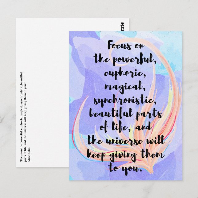 Watercolor and calligraphy law of attraction quote postcard (Front/Back)