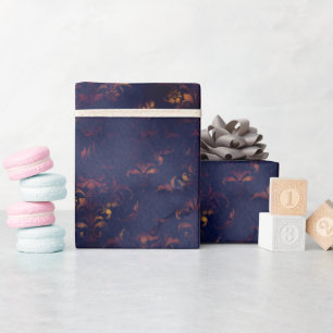Watercolor and Copper Patina Damask Pattern  Wrapping Paper