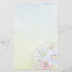 Watercolor and Flowers Stationery