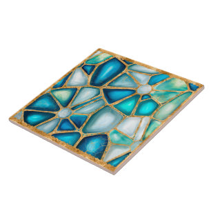 Watercolor and gold cells - ocean border  tile