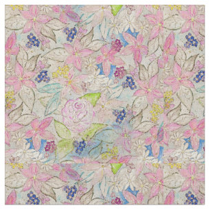 Watercolor and gold floral hand paint design fabric