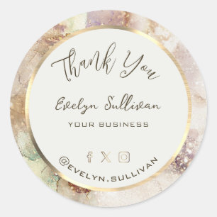 Watercolor and Gold Foil Elegant Thank You Classic Classic Round Sticker