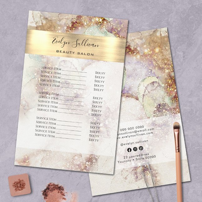 Watercolor and Gold Foil Price List Flyer (Creator Uploaded)