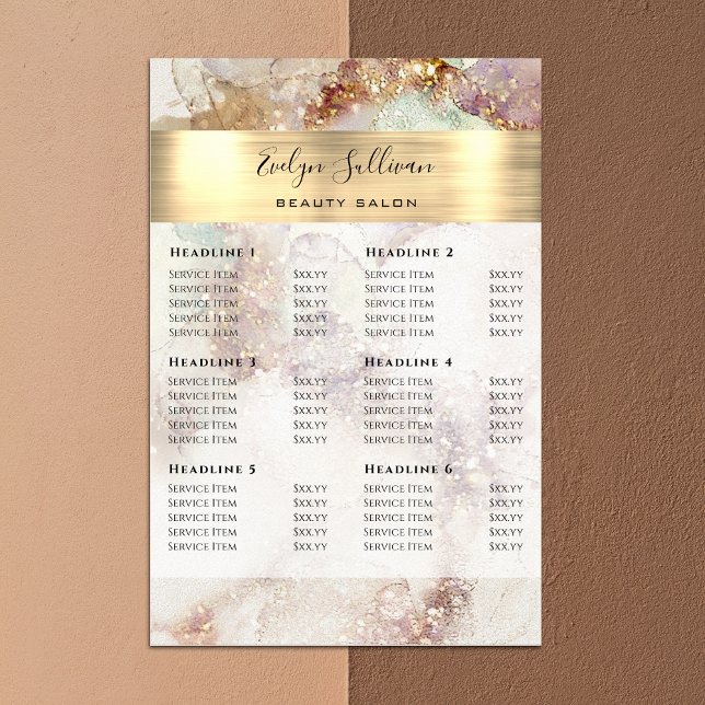 Watercolor and Gold Foil Price List Poster (Creator Uploaded)