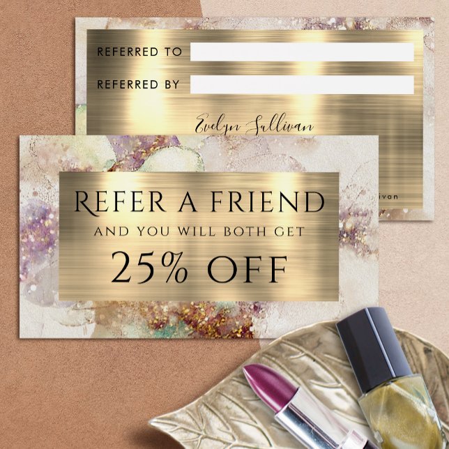 Watercolor and Gold Foil Referral Card (Creator Uploaded)