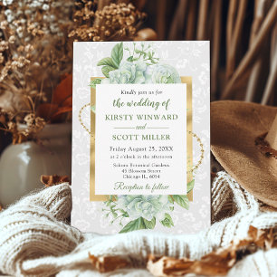 Watercolor and Gold Glitter Eucalyptus Wedding Invitation