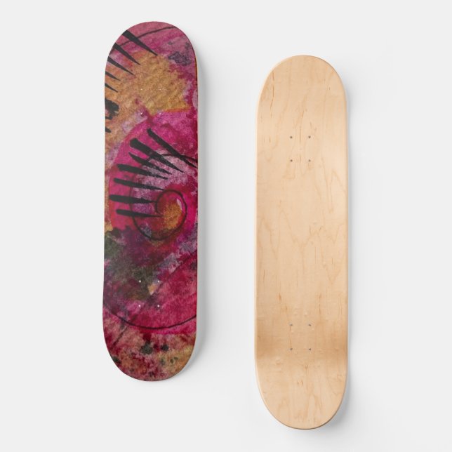 Watercolor And Ink Abstract Beautiful Painting Art Skateboard (Front)