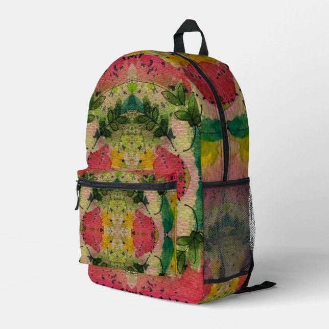 Watercolor And Ink Abstract Impressionism Art Printed Backpack (Back Corner Right)