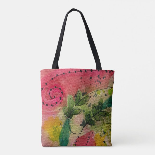 Watercolor And Ink Abstract Impressionism Art Tote Bag (Back)