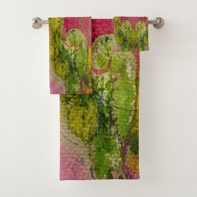Watercolor And Ink Abstract Impressionistic Art  Bath Towel Set (Insitu)
