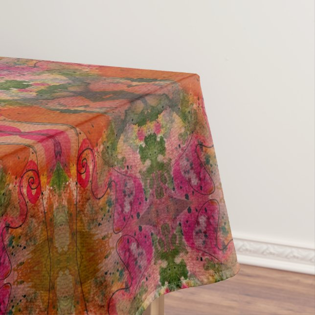 Watercolor And Ink Abstract Pretty Painting Art Tablecloth (In Situ)