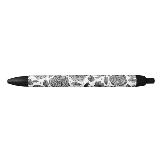 Watercolor and ink flowers – black and white pen (Front)