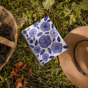 Watercolor and ink flowers – blue palette spiral notebook