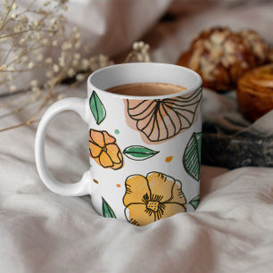 Watercolor and ink flowers – vintage palette coffee mug