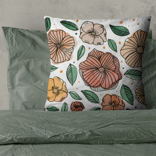Watercolor and ink flowers – vintage palette cushion