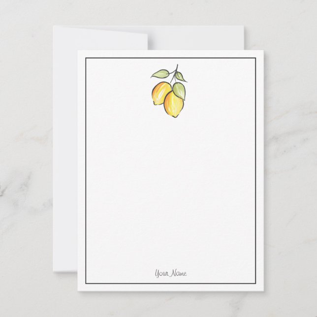 Watercolor and Ink Lemons Card (Front)