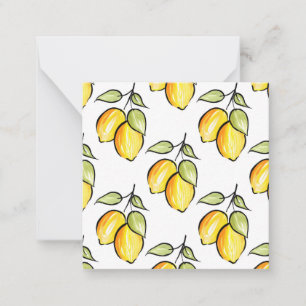 Watercolor and Ink Lemons Pattern Card