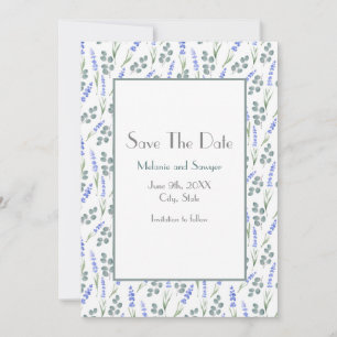 Watercolor and Lavender Eucalyptus Pattern Save The Date