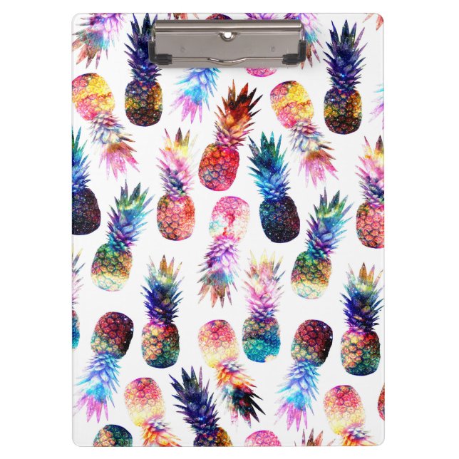 Watercolor and Nebula Pineapples Illustration Clipboard (Front)