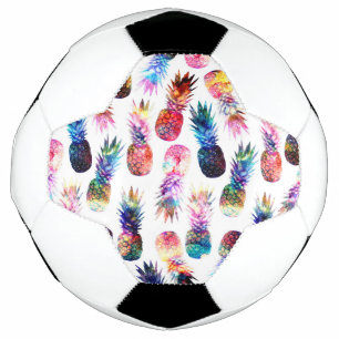 watercolor and nebula pineapples illustration soccer ball