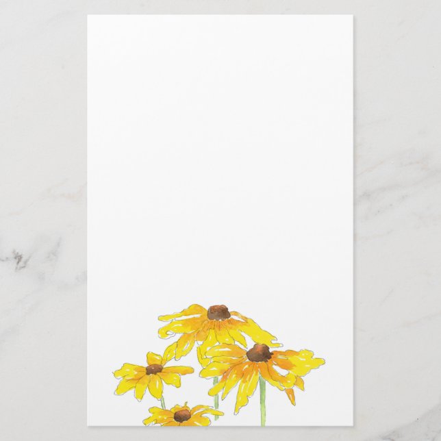 Watercolor and Pen Black Eyed Susan Stationery (Front)