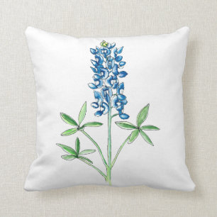 Watercolor and Pen Bluebonnet Cushion