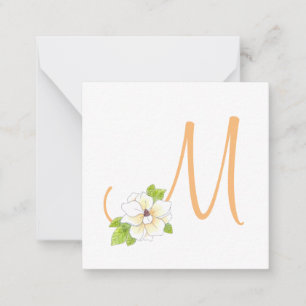 Watercolor and Pen Magnolia Flower Monogram Card