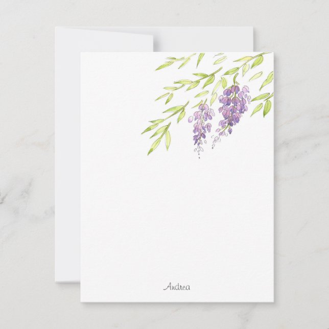 Watercolor and Pen Wisteria Card (Front)