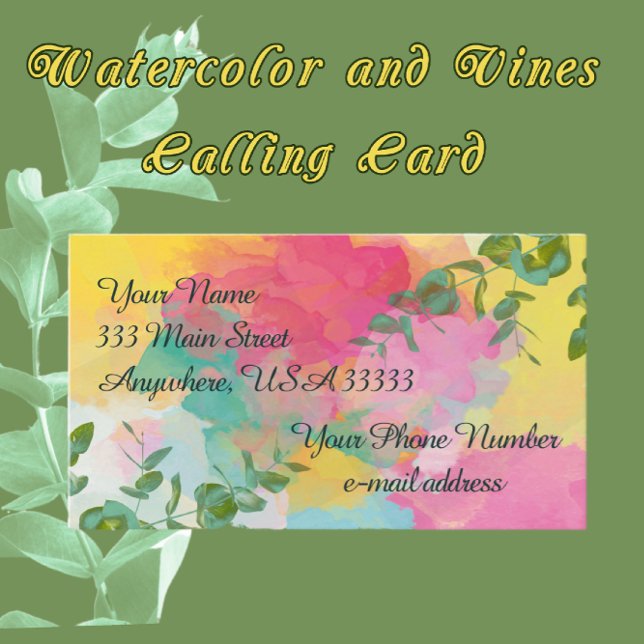 Watercolor and vines calling card (Creator Uploaded)