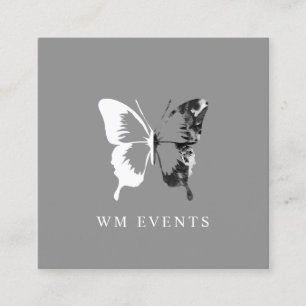 Watercolor and White Butterfly Square Business Card