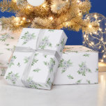 Watercolor anemone and spruce pattern  wrapping paper<br><div class="desc">Watercolor anemone and spruce pattern</div>