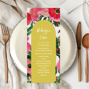 Watercolor Anemone Arch Yellow Wedding Menu