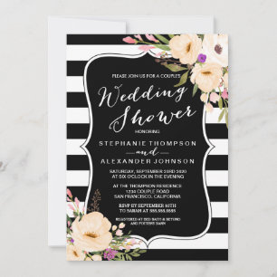 Watercolor Anemone Blooms Couples Wedding Shower Invitation