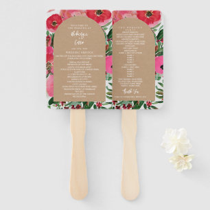 Watercolor Anemone Cardstock Arch Wedding Program Hand Fan