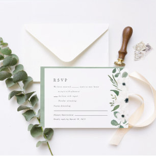 Watercolor Anemone & Dusty Green Eucalyptus RSVP Card