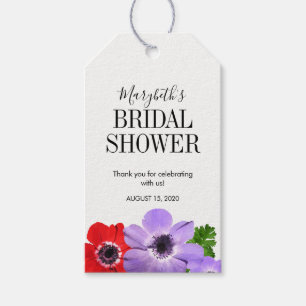 Watercolor Anemone Floral Bridal Shower Favour Tag