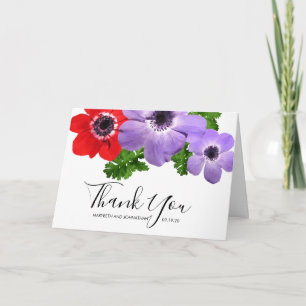 Watercolor Anemone Floral Thank You Card